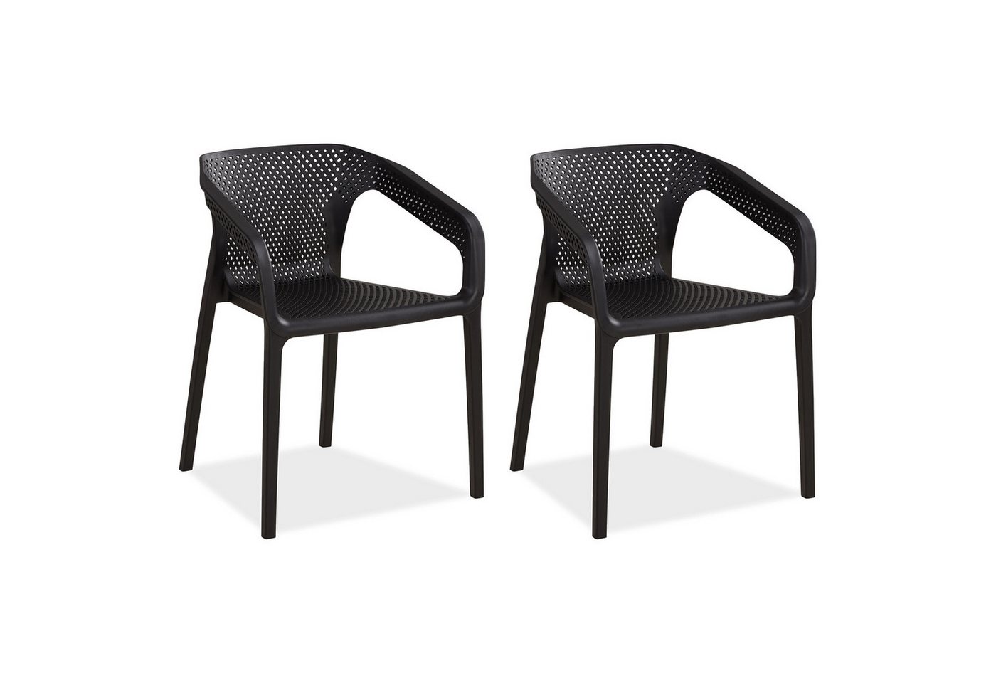 Homestyle4u Kinderbett Balkon Terrasse stapelbar wetterfest Hochlehner Kunststoff Küchenstuhl (2er Set, 2-tlg., 2 Stühle), Schwarz, Essstuhl von Homestyle4u