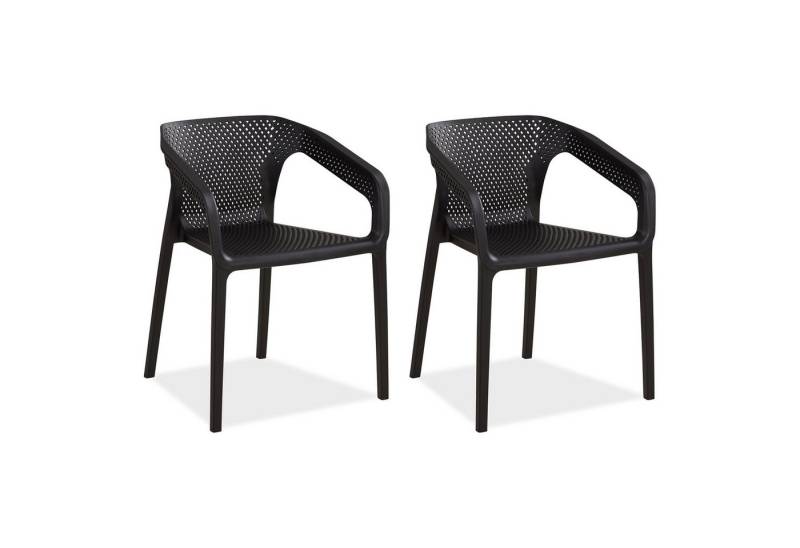 Homestyle4u Kinderbett Balkon Terrasse stapelbar wetterfest Hochlehner Kunststoff Küchenstuhl (2er Set, 2-tlg., 2 Stühle), Schwarz, Essstuhl von Homestyle4u