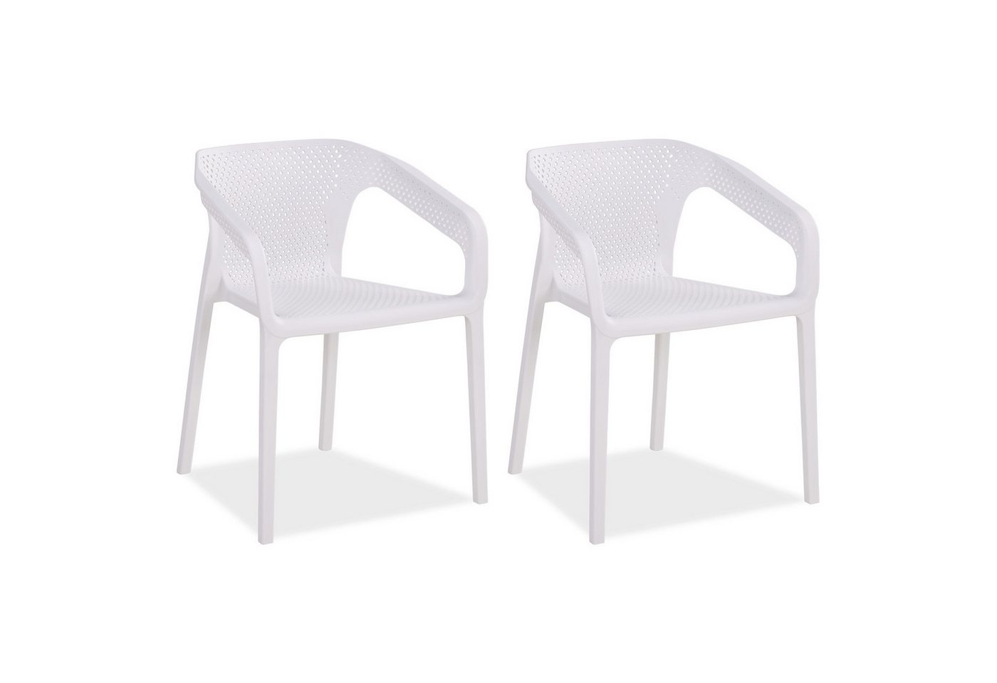 Homestyle4u Kinderbett Balkon Terrasse stapelbar wetterfest Hochlehner Kunststoff Küchenstuhl (2er Set, 2-tlg., 2 Stühle), Weiß, Essstuhl von Homestyle4u