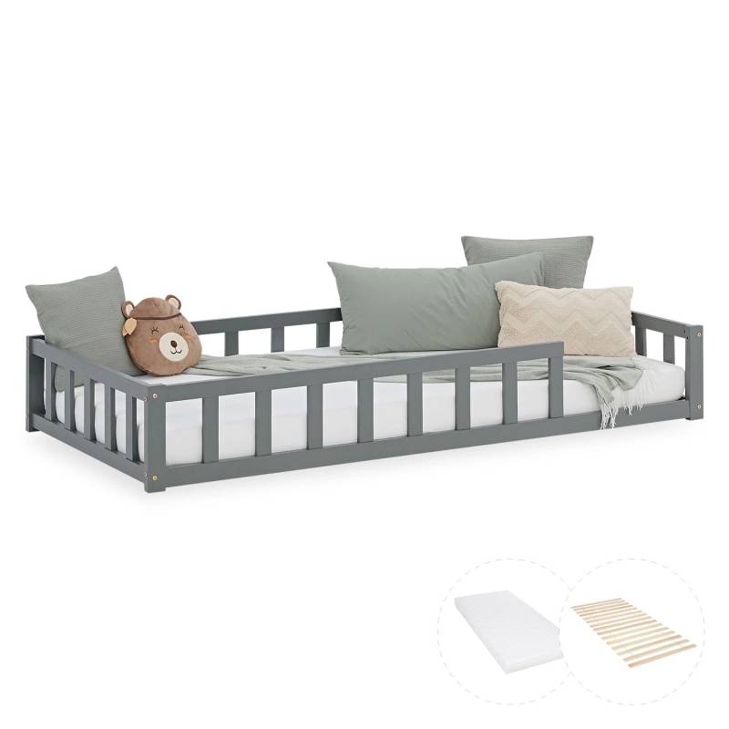 Homestyle4u Kinderbett Grau mit Rausfallschutz 90x200 Bodenbett Matratze 3123 Homestyle4u Kinderbett Grau mit Rausfallschutz 90x200 Bodenbett Matratze 3123 von Homestyle4u