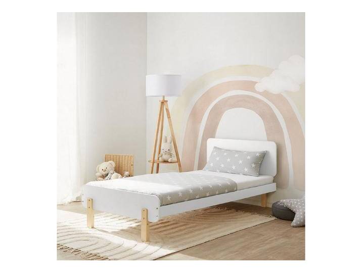 Homestyle4u Kinderbett Kinderbett 90x200 cm Einzelbett Jugendbett Holzfüße Gästebett Holz (Set, mit Lattenrost und Matratze), Weiß, Matratze mit OEKO-TEX® Standard 100, weiß, Komfortschaum von Homestyle4u