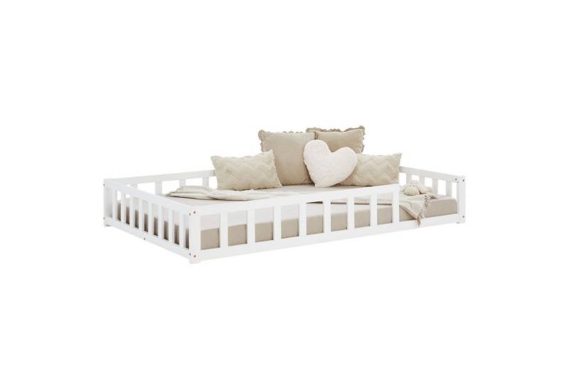 Homestyle4u Kinderbett Kinderbett 90x200 oder 120x200 Bodenbett mit Rausfallschutz Matratze (mit Lattenrost und Rausfallschutz) von Homestyle4u