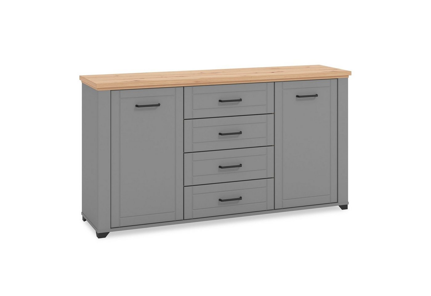 Homestyle4u Kommode Sideboard Anrichte Grau Holz Natur Wohnzimmerschrank mit Schubladen von Homestyle4u