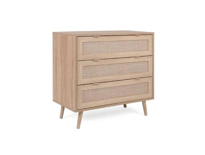 Homestyle4u Kommode Sideboard Anrichte Braun Rafia Holz Schubladen Wohnzimmerschrank, braun von Homestyle4u