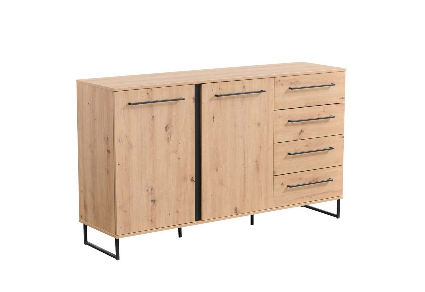 Homestyle4u Kommode Sideboard Holz Anrichte Schrank Schubladen Beistellschrank Eiche Schwa (Kein Set) von Homestyle4u