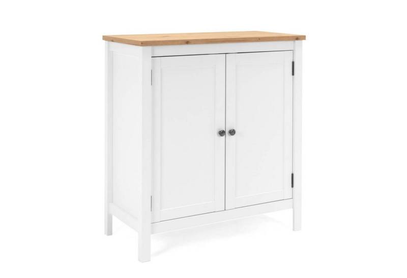Homestyle4u Kommode Sideboard Wohnzimmerschrank Anrichte Weiß Holz Natur Eiche, 2 Einlegeböden von Homestyle4u