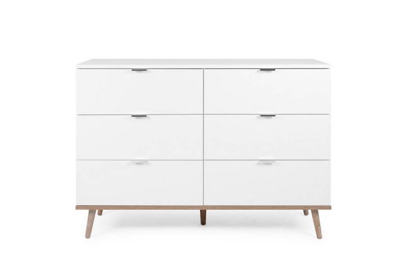 Homestyle4u Kommode Sideboard Weiß Holz Schlafzimmerschrank 6 Schubladen Holzfüße von Homestyle4u