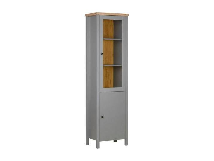 Homestyle4u Kommode Vitrine Highboard Wohnzimmerschrank Grau Glas, Geschirrschrank, Vitrinenschrank, grau von Homestyle4u