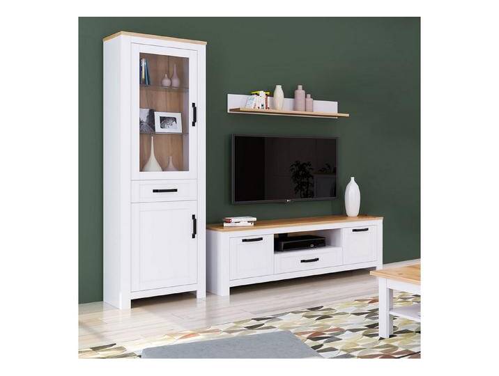 Homestyle4u Glasvitrine Vitrine Highboard Wohnzimmerschrank Weiß Landhaus Glas Glastür, Schublade, 2 geschlossene Fächer, schwarze Griffe, weiß Homestyle4u Glasvitrine Vitrine Highboard Wohnzimmerschrank Weiß Landhaus Glas Glastür, Schublade, 2 geschlossene Fächer, schwarze Griffe, weiß von Homestyle4u