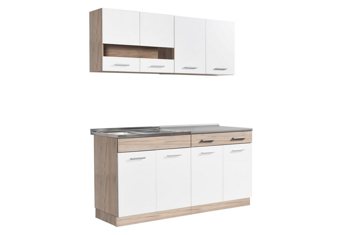 Homestyle4u Küchenbuffet Küche Einbauküche 160cm Grau Miniküche Küchenzeile von Homestyle4u