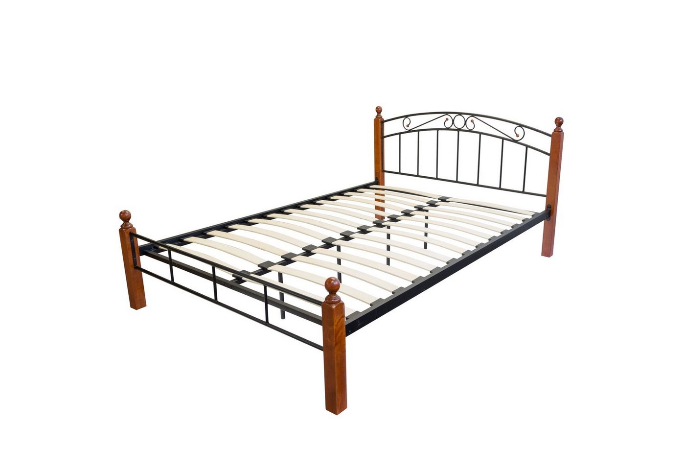 Homestyle4u Metallbett 140 / 160 x 200 cm Bettgestell Doppelbett Schwarz mit Kopfteil (Set, mit Lattenrost, Set, mit Lattenrost) von Homestyle4u
