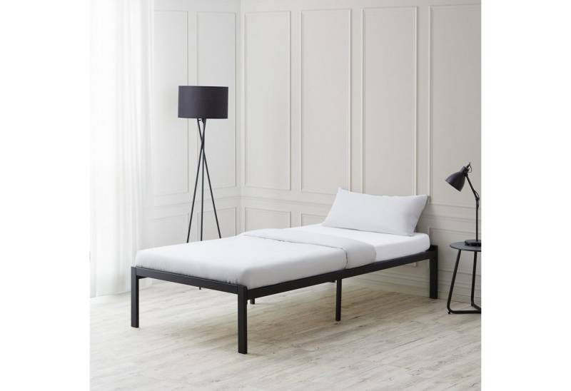 Homestyle4u Metallbett 90x200 140x200 Schwarz Bettgestell vintage Bodenfreiheit 38cm, inkl. Lattenrost von Homestyle4u