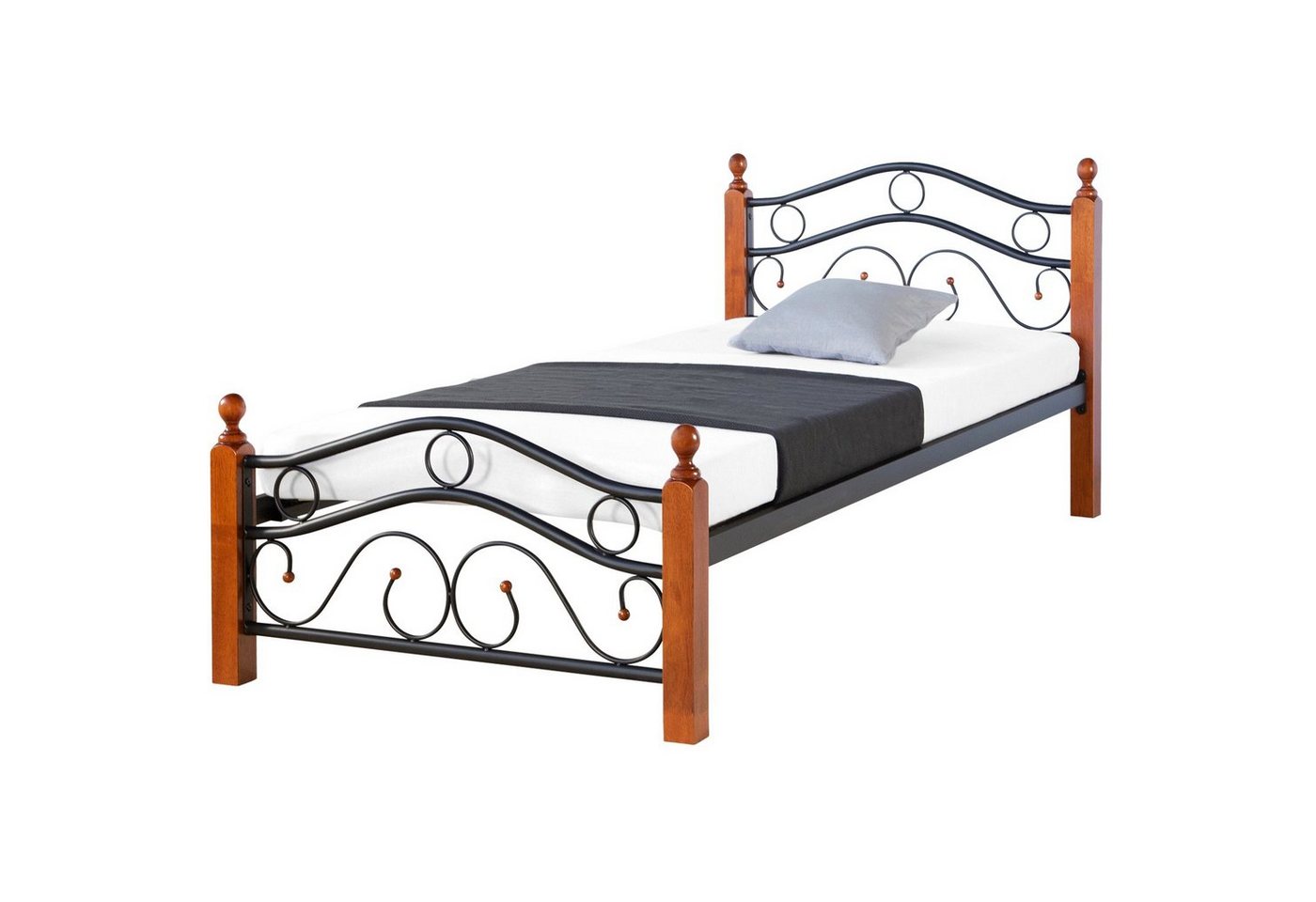 Homestyle4u Metallbett Bettgestell 90x200 Schwarz Einzelbett Jugendbettmit Lattenrost von Homestyle4u