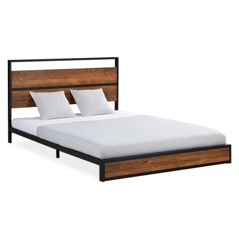 Homestyle4u Metallbett mit Matratze 140x200 cm Schwarz Doppelbett von Homestyle4u
