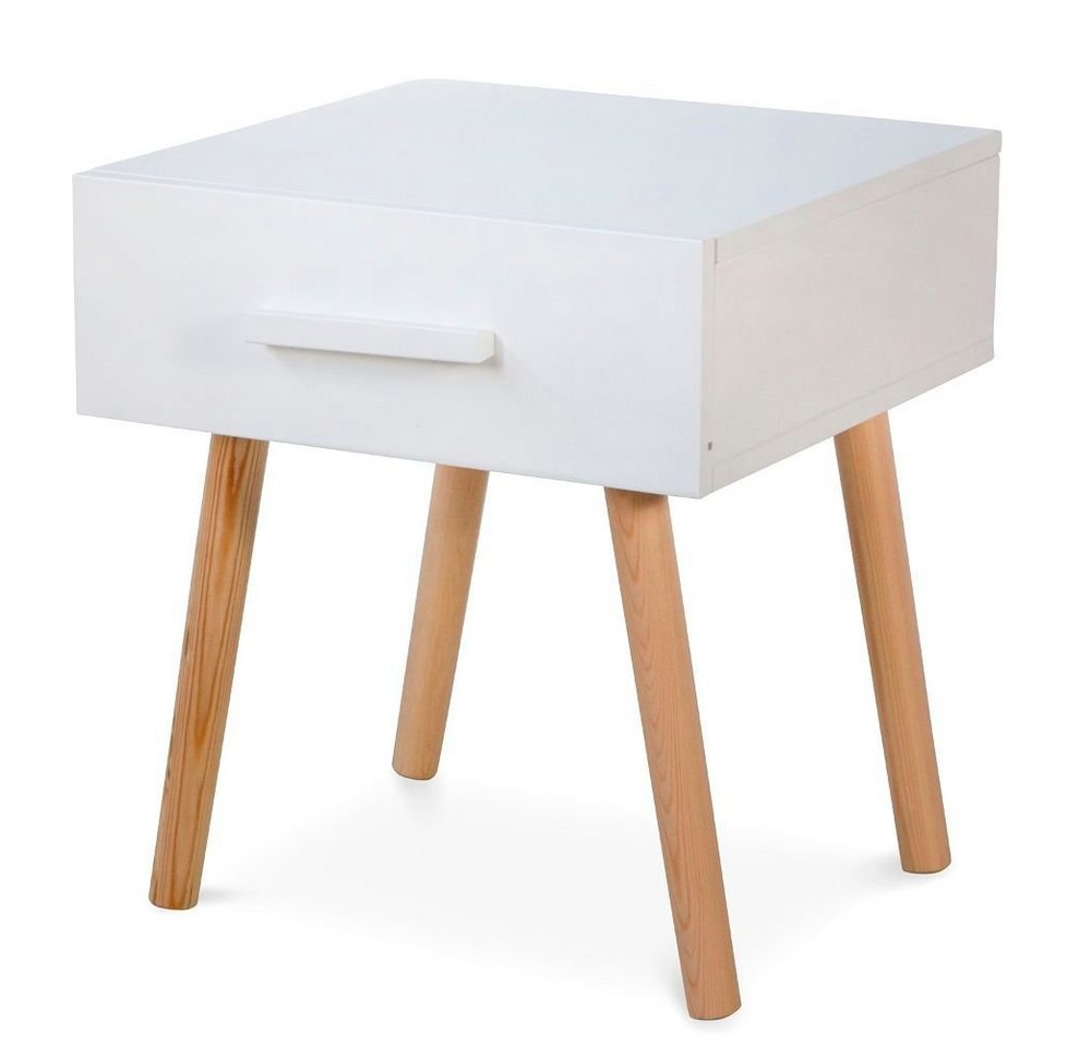 Homestyle4u Nachttisch Beistelltisch Weiß Holz Schublade Schlafzimmer (kein Set) von Homestyle4u