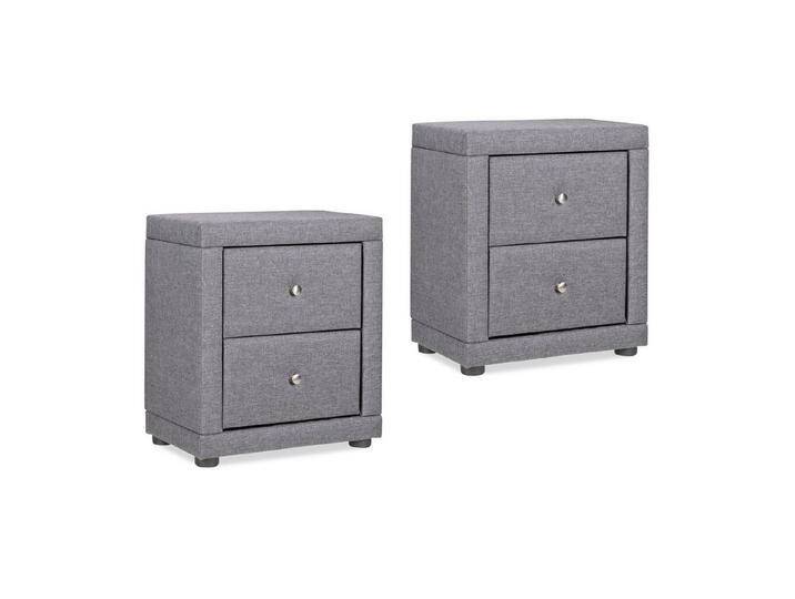 Homestyle4u Nachttisch mit 2 Schubladen Stoff Grau 1 oder 2 Nachtkonsolen Kommode Nachtschran, grau von Homestyle4u