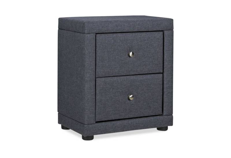 Homestyle4u Nachttisch mit 2 Schubladen Stoff Grau Nachtkonsole Kommode Nachtschrank von Homestyle4u