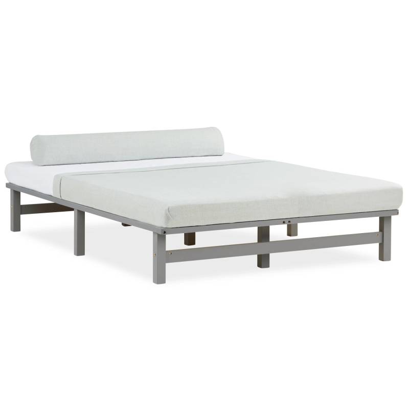 Homestyle4u Palettenbett 140 x 200 cm mit Lattenrost in Grau 2194 von Homestyle4u