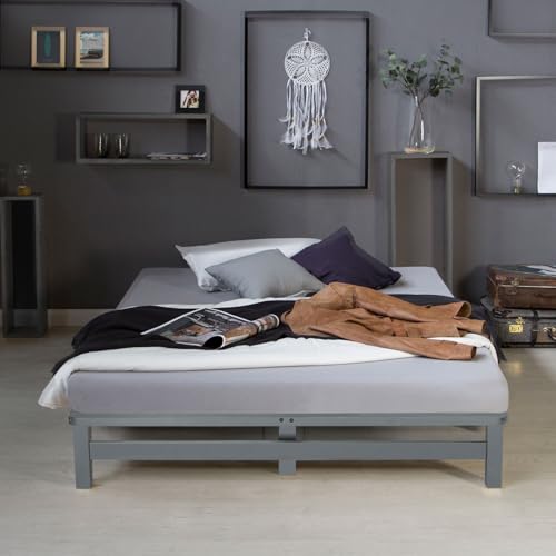 Homestyle4u Palettenbett 140x200 Doppelbett mit Matratze Lattenrost Bettgestell Bett Holzbett Grau Massivholzbett Kiefer Homestyle4u Palettenbett 140x200 Doppelbett mit Matratze Lattenrost Bettgestell Bett Holzbett Grau Massivholzbett Kiefer von Homestyle4u