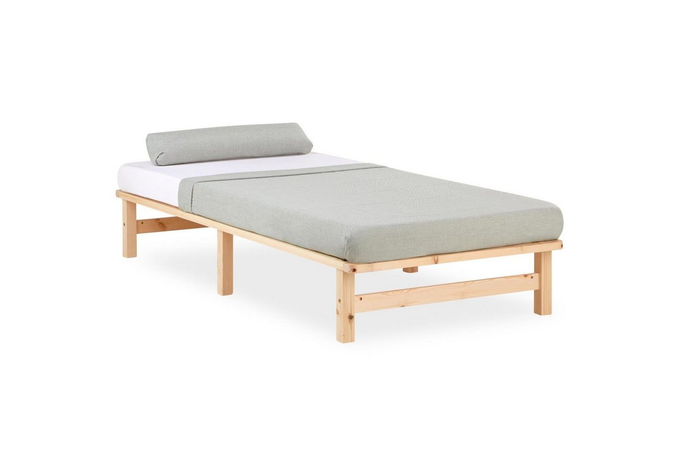 Homestyle4u Palettenbett 90x200/100x200/140x200 Palettenbett Massivholzbett Einzelbett, modern (Set, 2-tlg., inklusive Lattenrost), Braun, naturbelassem von Homestyle4u