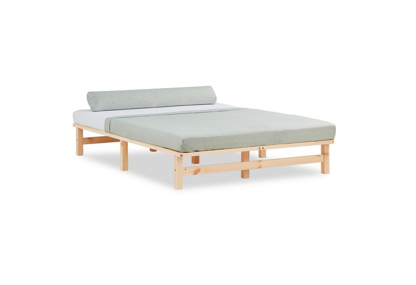 Homestyle4u Palettenbett 90x200/100x200/140x200 Palettenbett Massivholzbett Einzelbett, modern (Set, 2-tlg., inklusive Lattenrost), Braun, naturbelassen von Homestyle4u