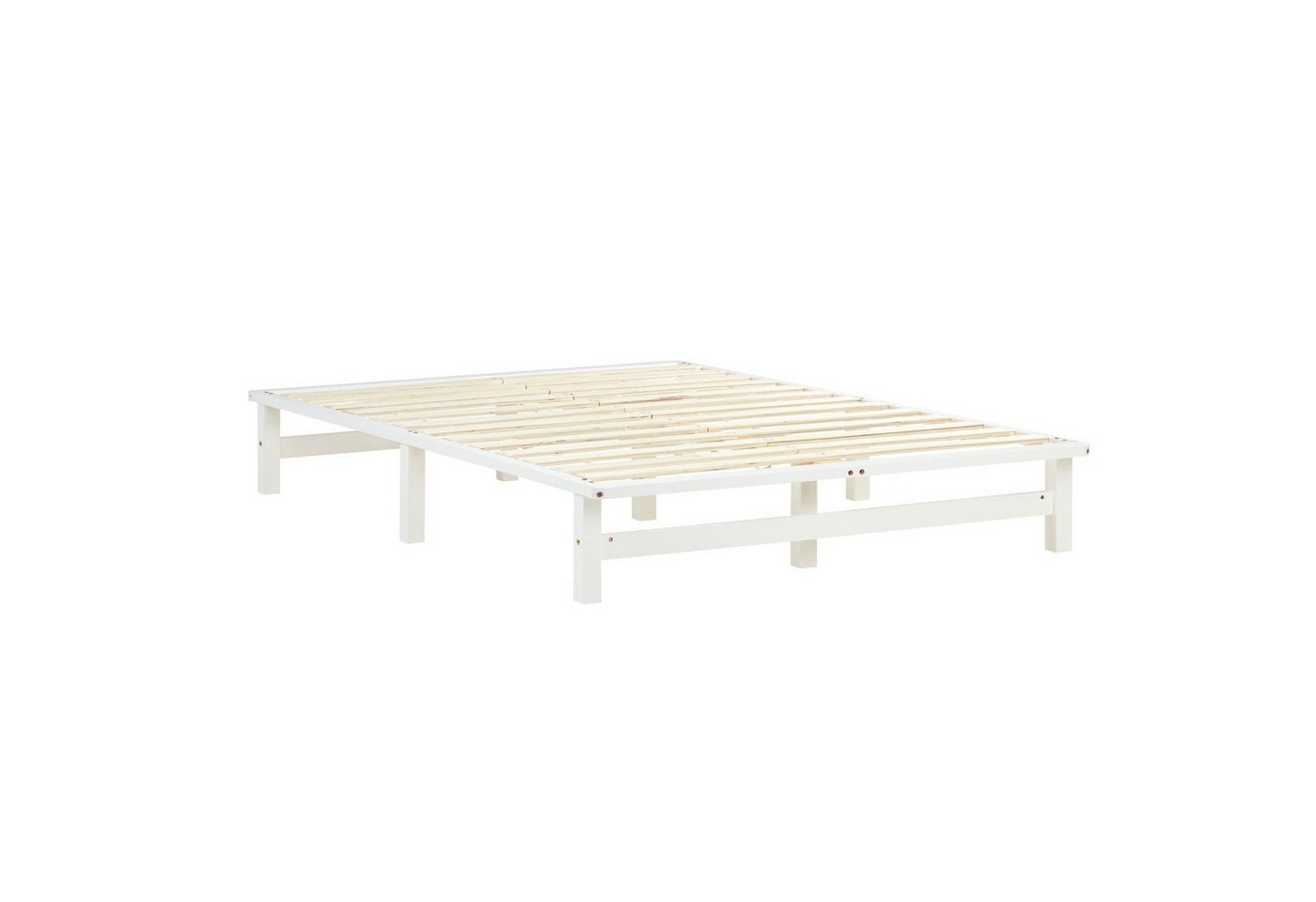 Homestyle4u Palettenbett 90x200/100x200/140x200 Palettenbett Massivholzbett Einzelbett, modern (Set, 2-tlg., inklusive Lattenrost), Weiß, lackiert von Homestyle4u