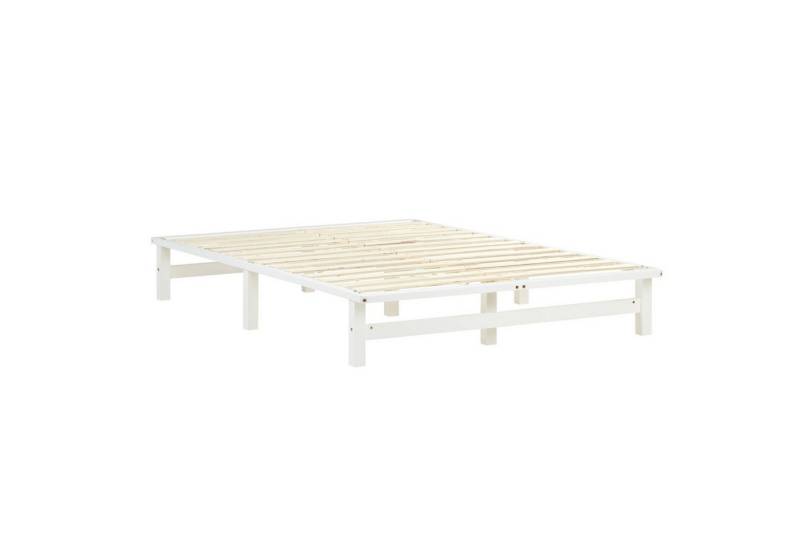 Homestyle4u Palettenbett 90x200/100x200/140x200 Palettenbett Massivholzbett Einzelbett, modern (Set, 2-tlg., inklusive Lattenrost), Weiß, lackiert von Homestyle4u