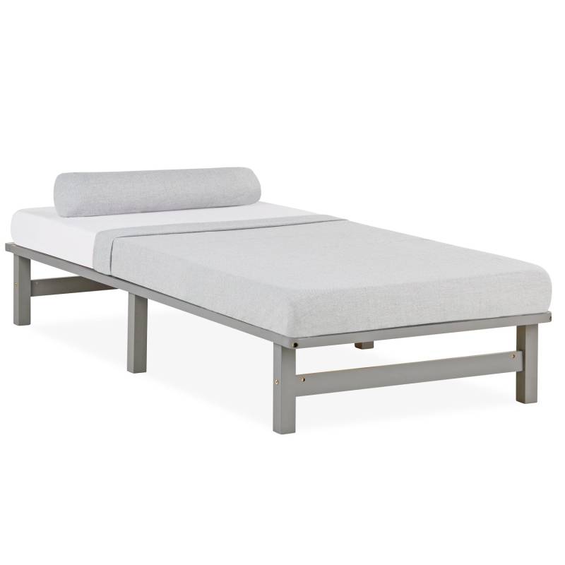 Homestyle4u Palettenbett 90 x 200 cm mit Lattenrost in Grau 2193 von Homestyle4u
