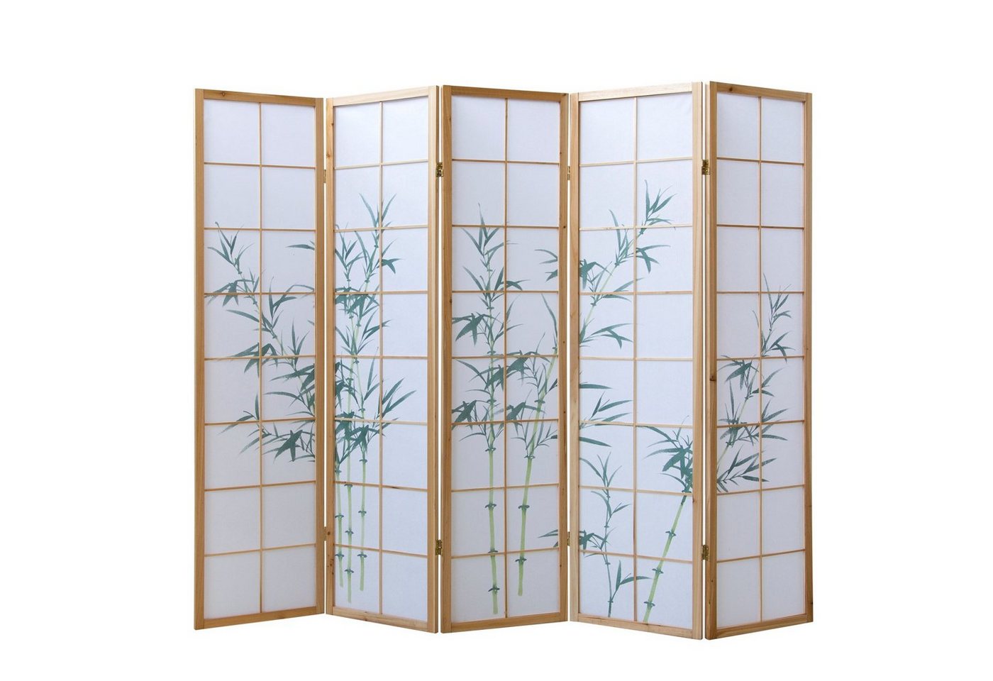 Homestyle4u Paravent 5fach Raumteiler Shoji Wand Bambusmuster, 5-teilig von Homestyle4u