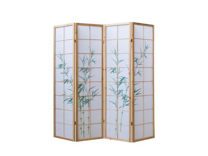 Homestyle4u Paravent Holz Raumteiler Bambus Shoji in Natur Sichtschutz Indoor faltbar, 4-teilig, faltbar, braun, Holz von Homestyle4u