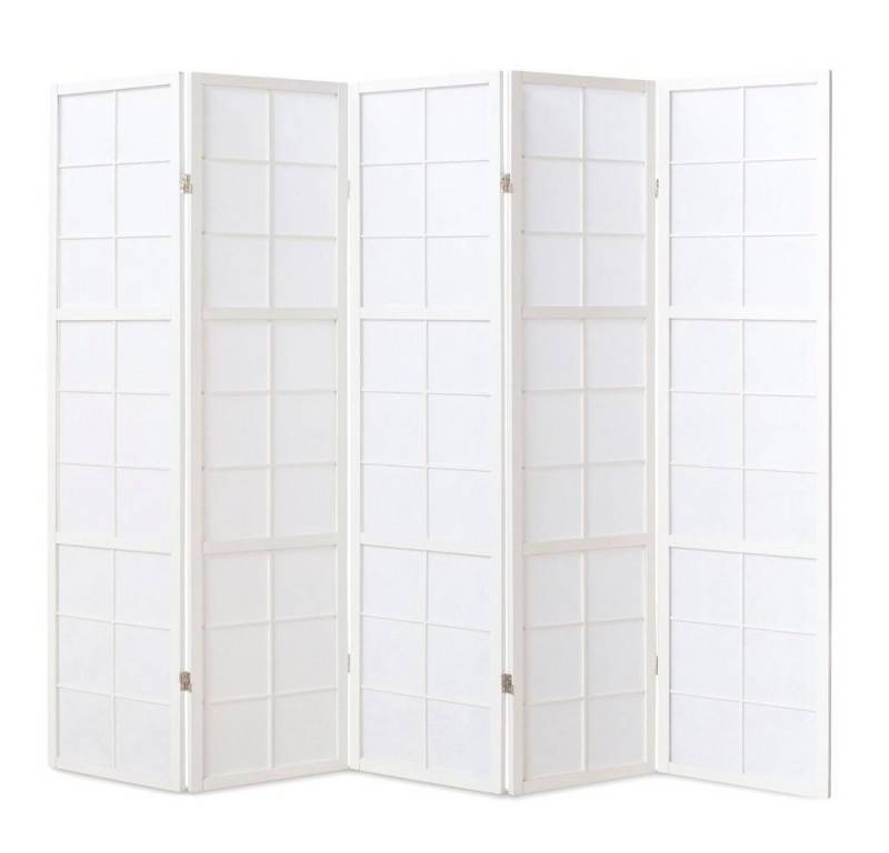 Homestyle4u Paravent Holz Raumteiler Shoji in Weiß Sichtschutz Indoor faltbar (5 St), 5-teilig, faltbar von Homestyle4u