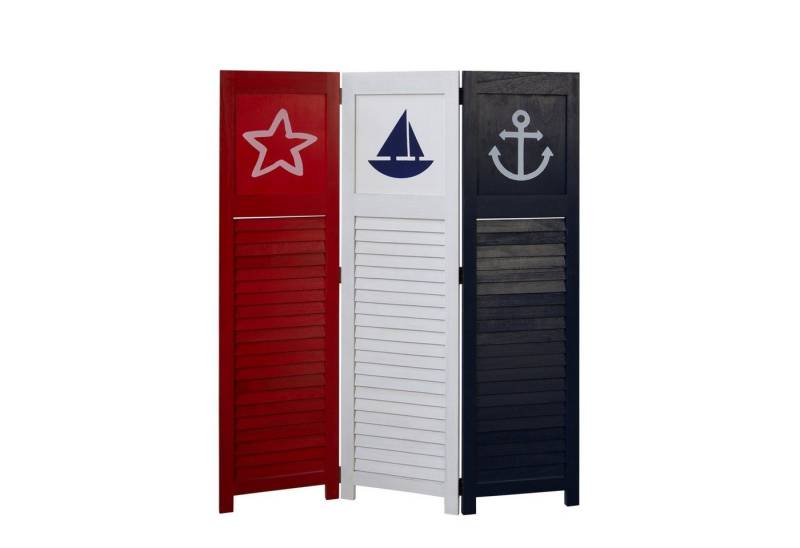 Homestyle4u Paravent Raumteiler Holz Trennwand Sea Sichtschutz Indoor faltbar Motiv Meer (3-teilig, 3-teilig), 3-teilig von Homestyle4u