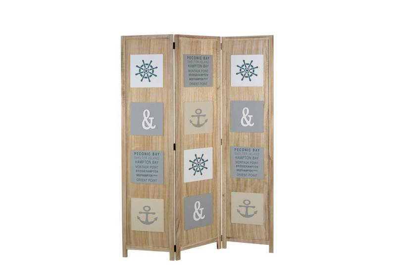 Homestyle4u Paravent Raumteiler Holz SEA Marine Sichtschutz Indoor faltbar Motiv Meer (3-teilig) von Homestyle4u