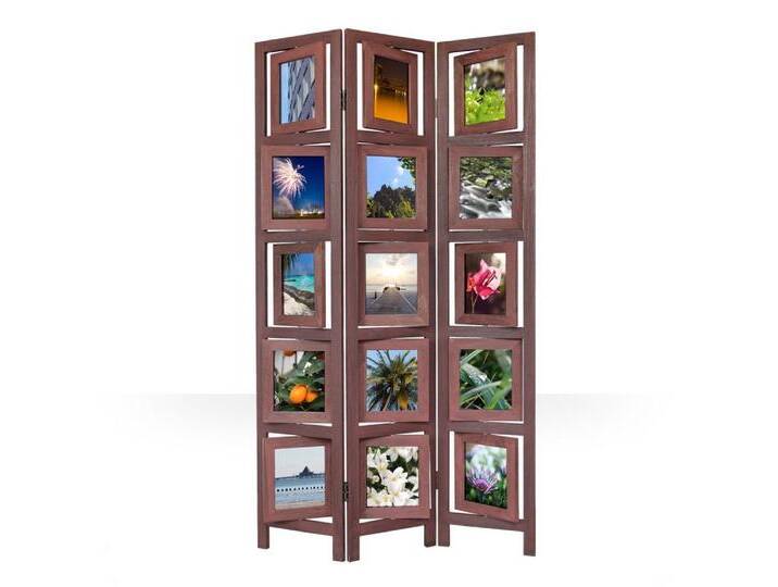 Homestyle4u Paravent Raumteiler Holz Trennwand Fotowand Indoor Sichtschutz faltbar Fotos (3-teilig), Braun, 3-teilig, Einzelelemente 360 Grad drehbar von Homestyle4u