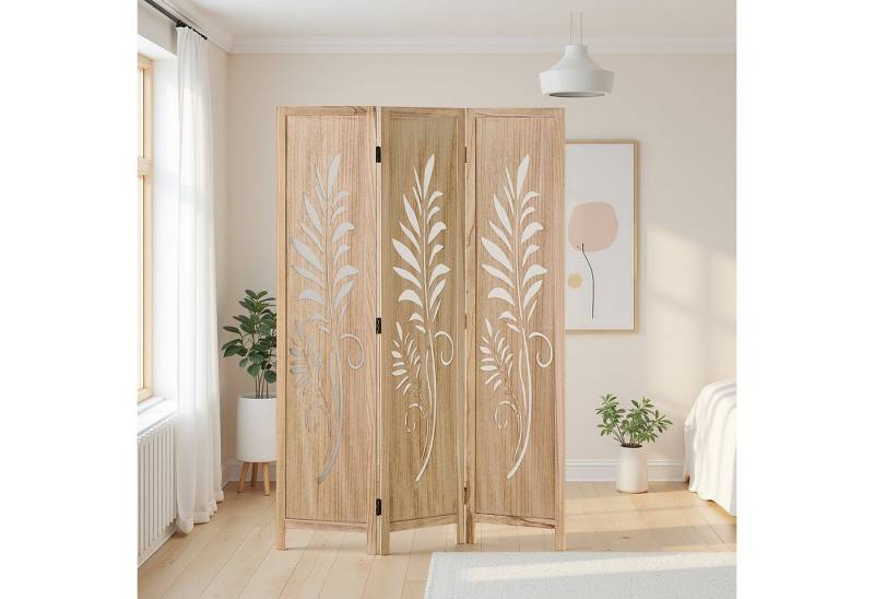 Homestyle4u Paravent Raumteiler Holz Trennwand Natur Sichtschutz Indoor faltbar (3-teilig, 3-teilig), 3-teilig, faltbar von Homestyle4u