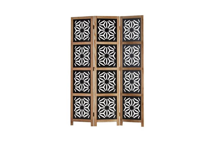 Homestyle4u Paravent Raumteiler Holz Trennwand Natur Sichtschutz Indoor faltbar Motiv (3-teilig, 3-teilig), 3-teilig, Schwarz und Braun von Homestyle4u