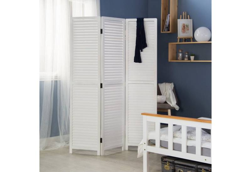 Homestyle4u Paravent Raumteiler Holz Trennwand Holz Weiß Sichtschutz Indoor faltbar (3-teilig, 3-teilig), 3-teilig von Homestyle4u