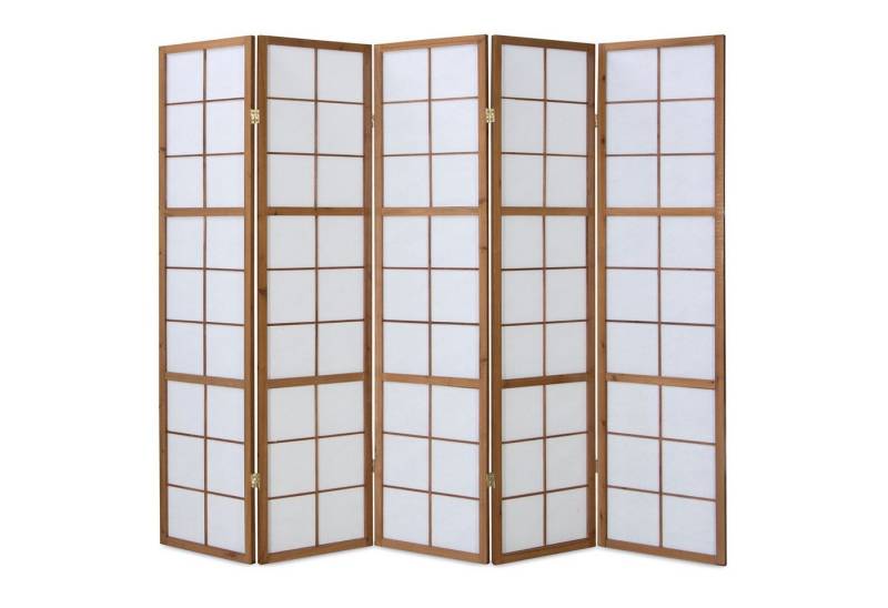 Homestyle4u Paravent Raumteiler Sichtschutz Trennwand Braun Shoji Indoor faltbar, 5-teilig von Homestyle4u