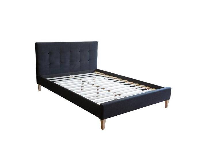 Homestyle4u Polsterbett 140/160/180 x 200 cm Doppelbett Stoffbett Kopfteil Bettgestell modern (Set, Schwarz mit Lattenrost), schwarz, Schwarz von Homestyle4u