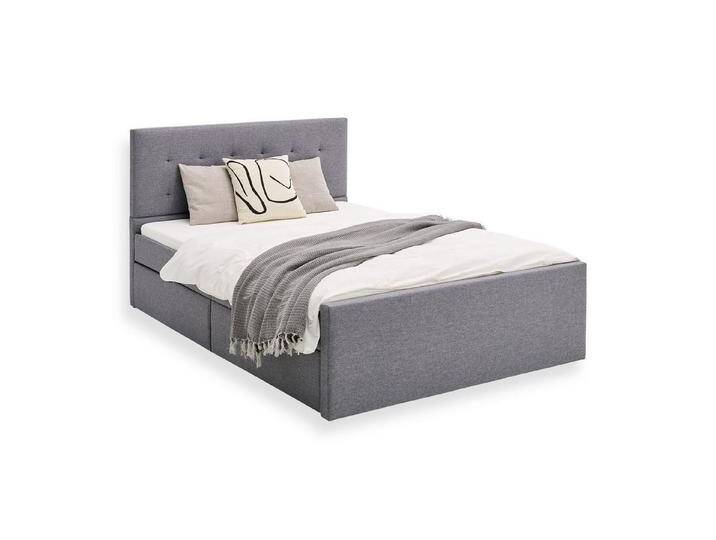 Homestyle4u Polsterbett 140x200 Bettgestell Doppelbett Polsterbett Grau mit Kopfteil (Set, mit Lattenrost, mit 4 Bettkästen/Schubladen, Set, mit Lattenrost, mit 4 Bettkästen/Schubladen) von Homestyle4u