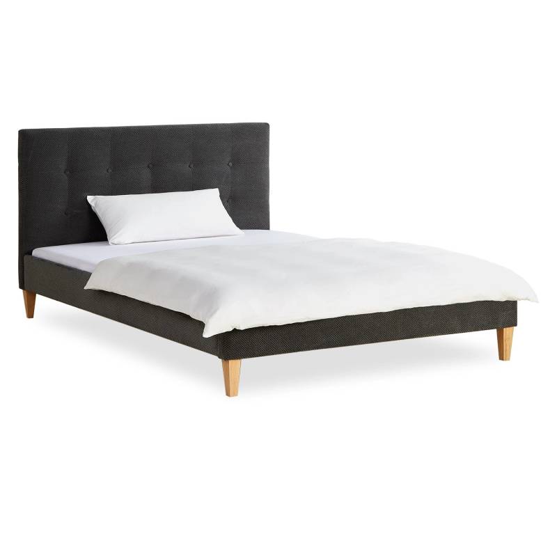 Homestyle4u Polsterbett 140x200 cm mit Matratze Samt Anthrazit Doppelbett Grau von Homestyle4u