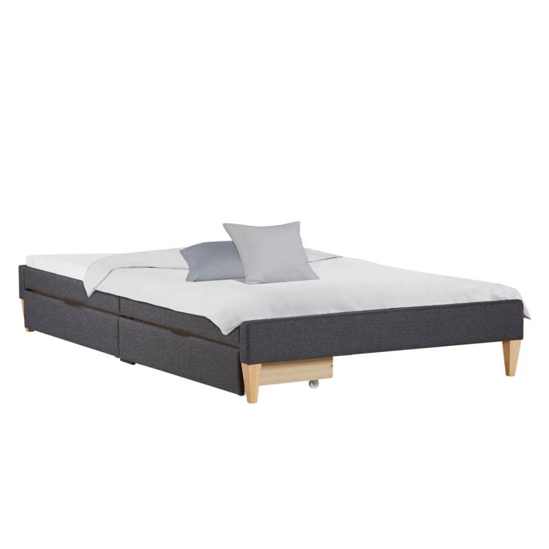 Homestyle4u Polsterbett 140x200 mit Lattenrost Matratze und Bettkästen in Grau 2633 Homestyle4u Polsterbett 140x200 mit Lattenrost Matratze und Bettkästen in Grau 2633 von Homestyle4u
