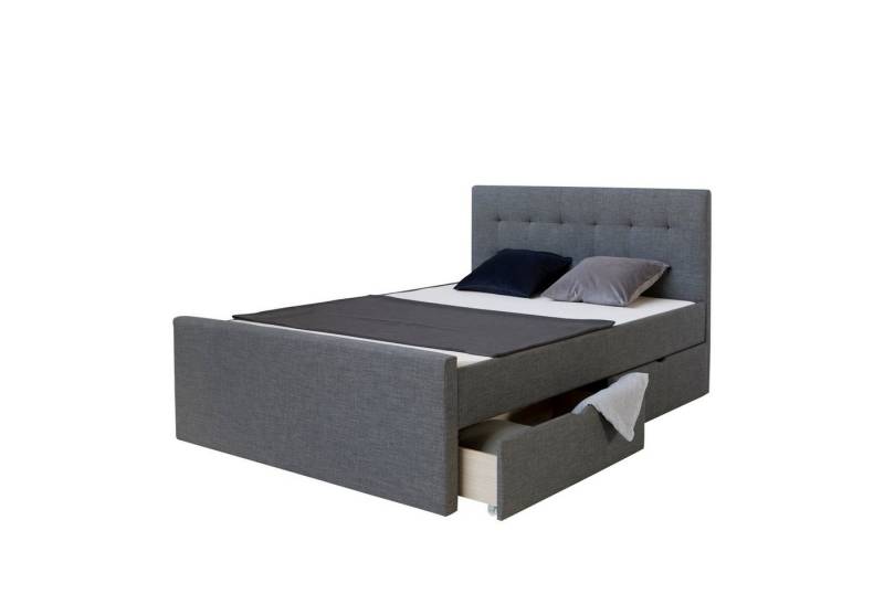 Homestyle4u Polsterbett 90/120/140/160/180 x 200 cm Doppelbett Bettgestell Anthrazit Stauraum (Set, Grau, mit 2 Bettkästen / Schubläden, Grau, mit 2 Bettkästen / Schubläden), mit Stauraum von Homestyle4u