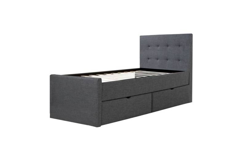 Homestyle4u Polsterbett 90/120/140/160/180 x 200 cm Doppelbett Bettgestell Anthrazit Stauraum (Set, Set, mit 2 Bettkästen / Schubläden), mit Stauraum von Homestyle4u