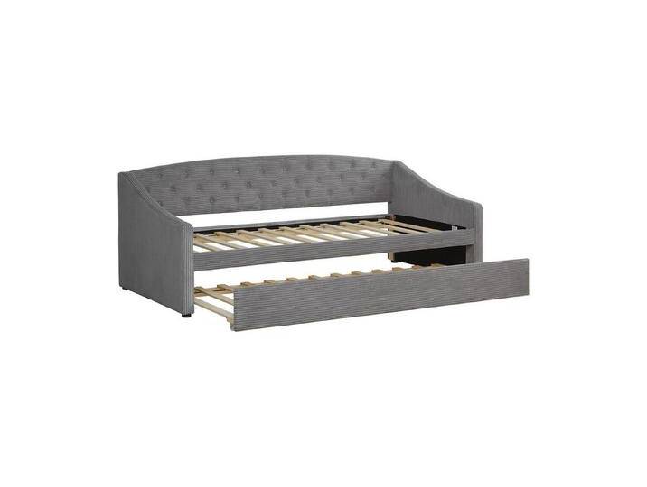 Homestyle4u Schlafsofa 90x200 Gästebett Bettfunktion 2 Liegeflächen Cordstoff Grau Couch, Set, ohne Matratze, stabil, pflegeleicht, Textil, Gästezimmer von Homestyle4u