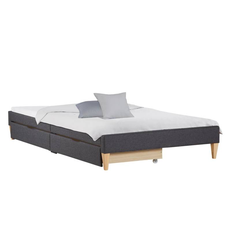 Homestyle4u Polsterbett 90x200 mit 2 Bettkästen in Grau mit Lattenrost 2619 von Homestyle4u