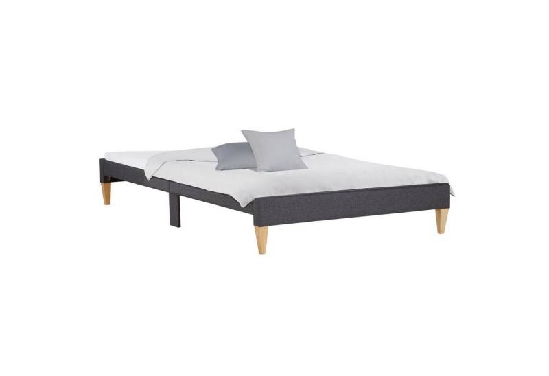Homestyle4u Polsterbett 90x200 oder 140x200 Grau Bettgestell Holz ohne Kopfteil (Set, mit Lattenrost), kein Stauraum von Homestyle4u