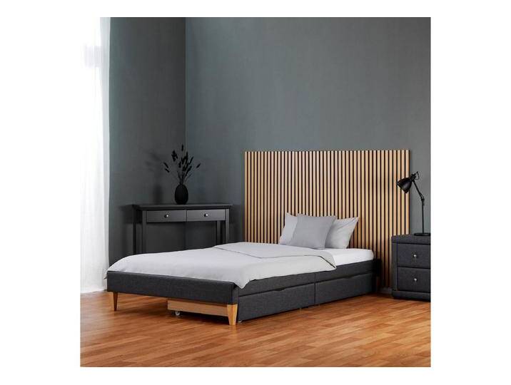 Homestyle4u Polsterbett 90x200 oder 140x200 Grau Bettgestell Holz ohne Kopfteil (Set, mit Lattenrost und 2x Bettkasten), mit Stauraum (2 Bettkästen/Schubladen) von Homestyle4u