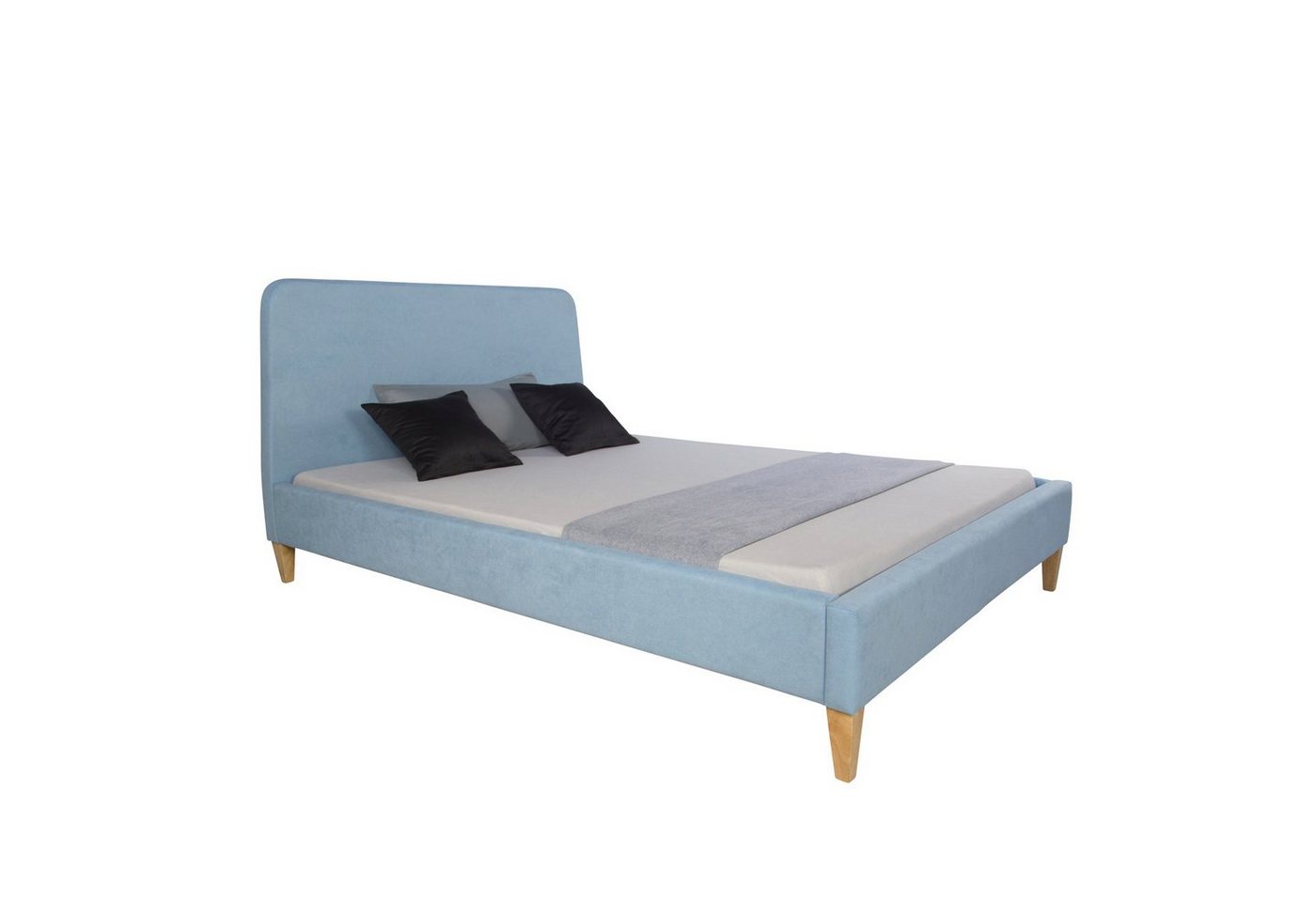 Homestyle4u Polsterbett Doppelbett Stoffbett Bettgestell 140x200 Blau von Homestyle4u