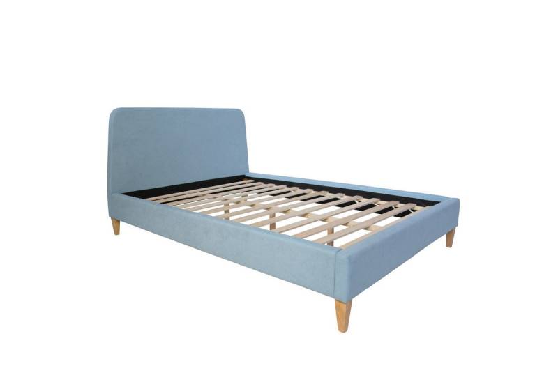Homestyle4u Polsterbett 140x200 Doppelbett Stoffbett Bettgestell Blau mit Kopfteil (Set, mit Lattenrost, Set, mit Lattenrost) von Homestyle4u